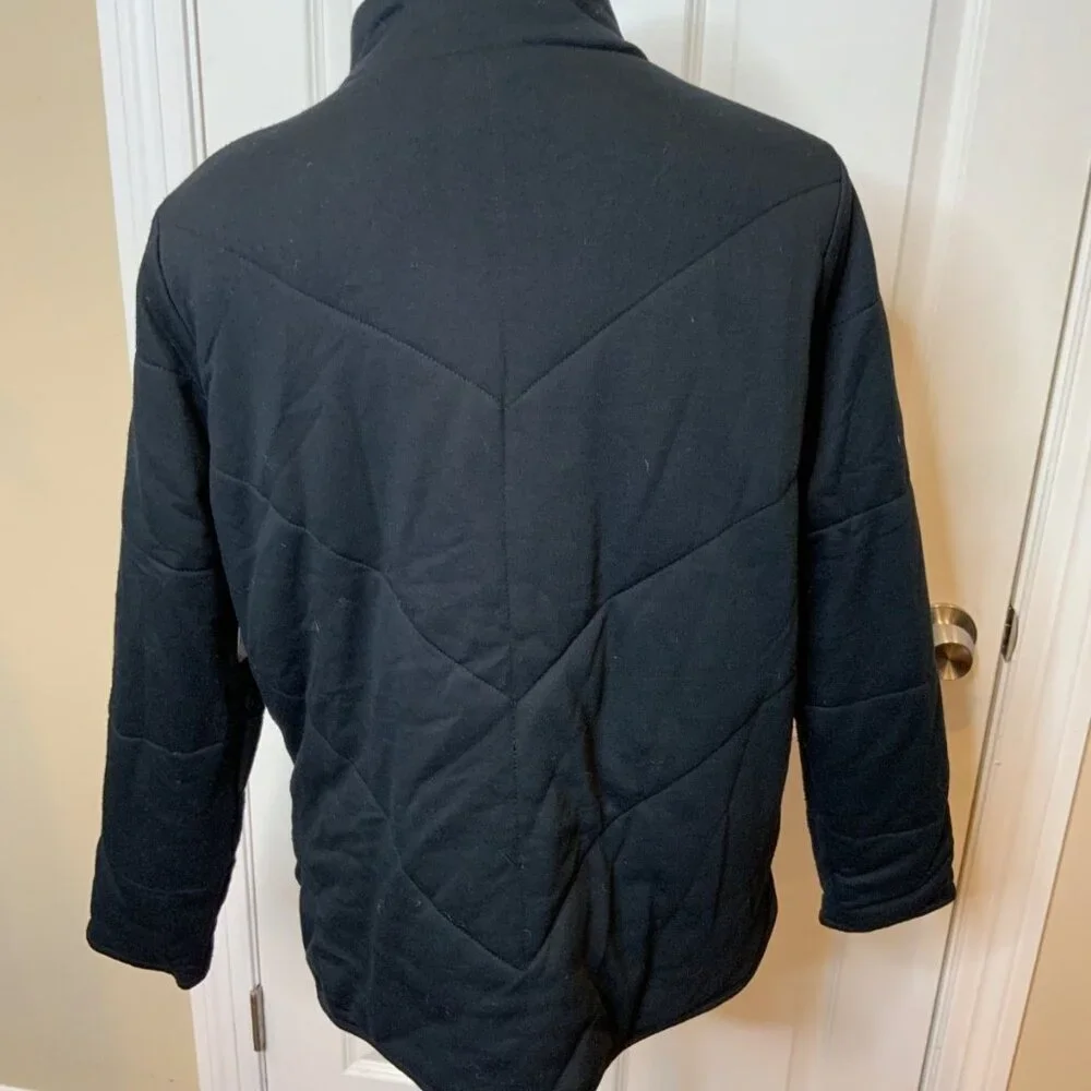 Three Dots Black Quilted Step Hem Knit Zip-Up Jacket, Size XL, NWT!  Size XL
